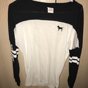 Black and white open-back shirt